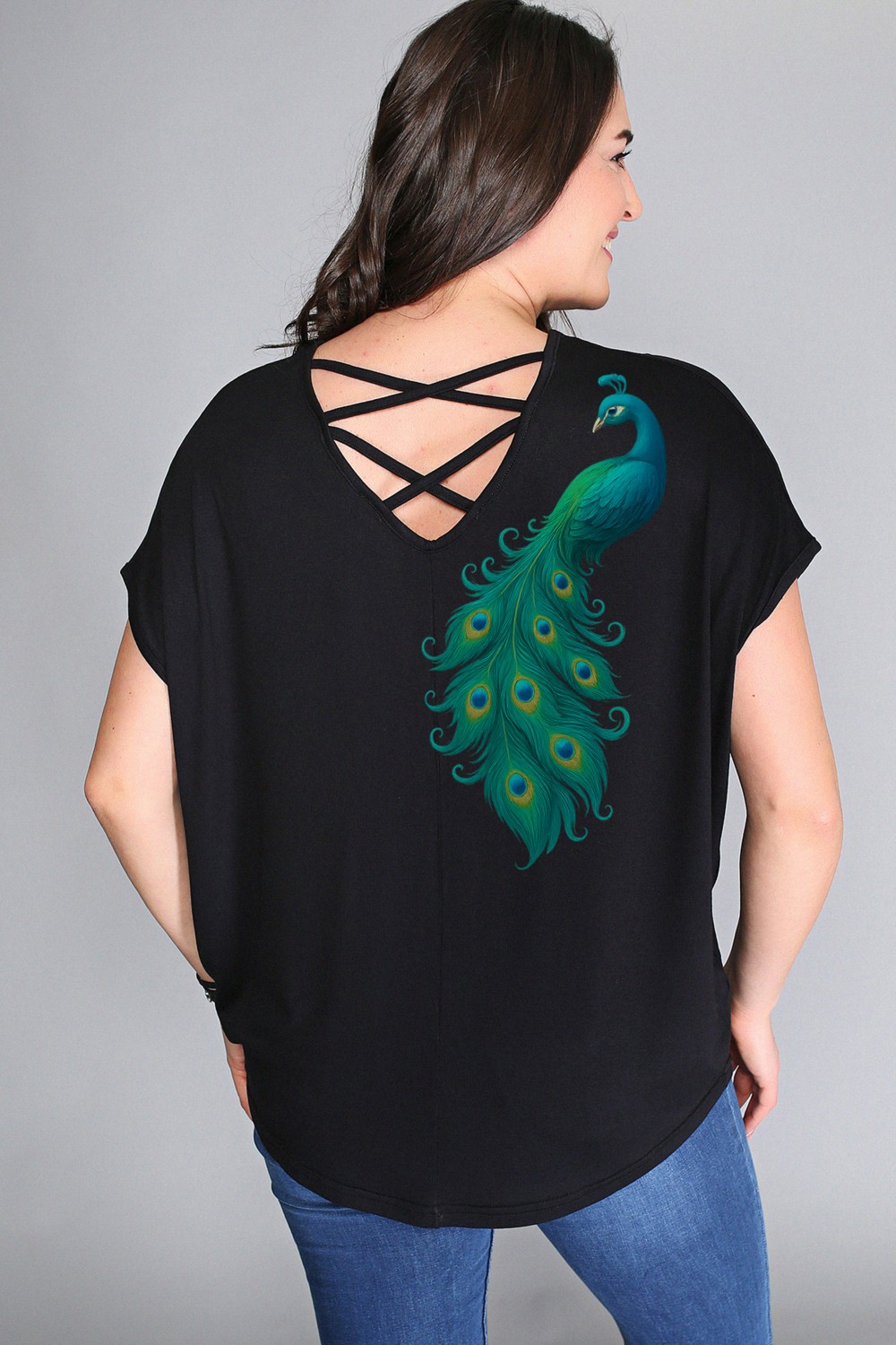 Curvy Trend Büyük Beden Yarım Kol Yan Yırtmaç Bluz görsel 4