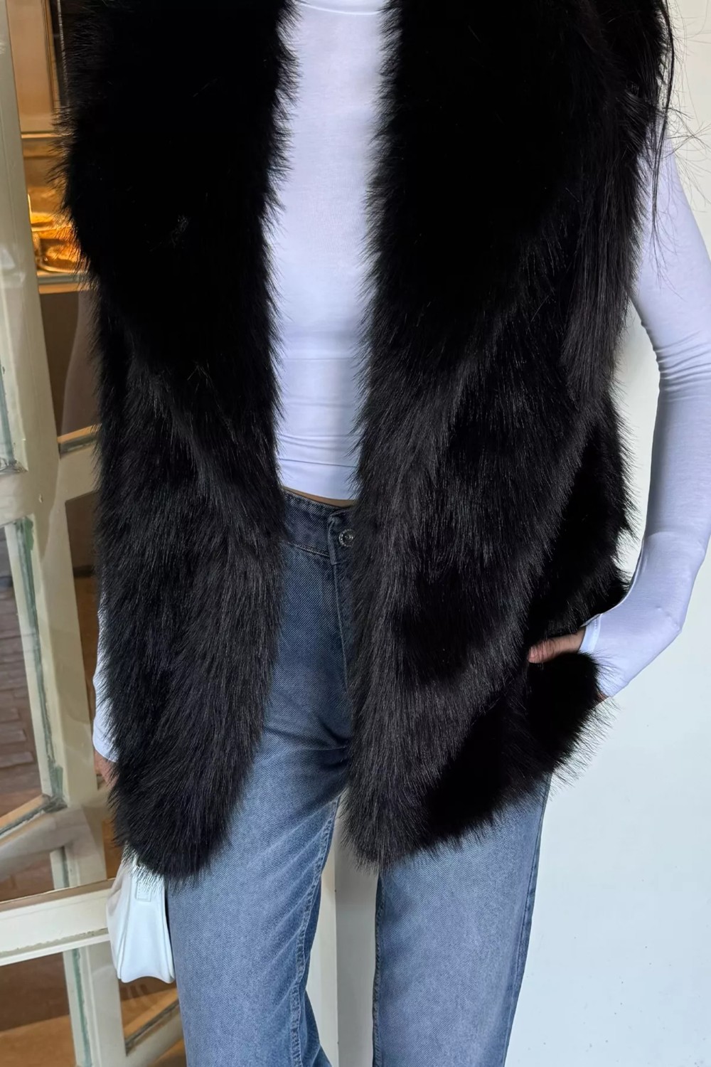 Gülseli Kadın Iç Astarlı Sakallı Kürklü Yelek (S-M-L-Xl Beden Uyumludur.) P-00018442 görsel 7