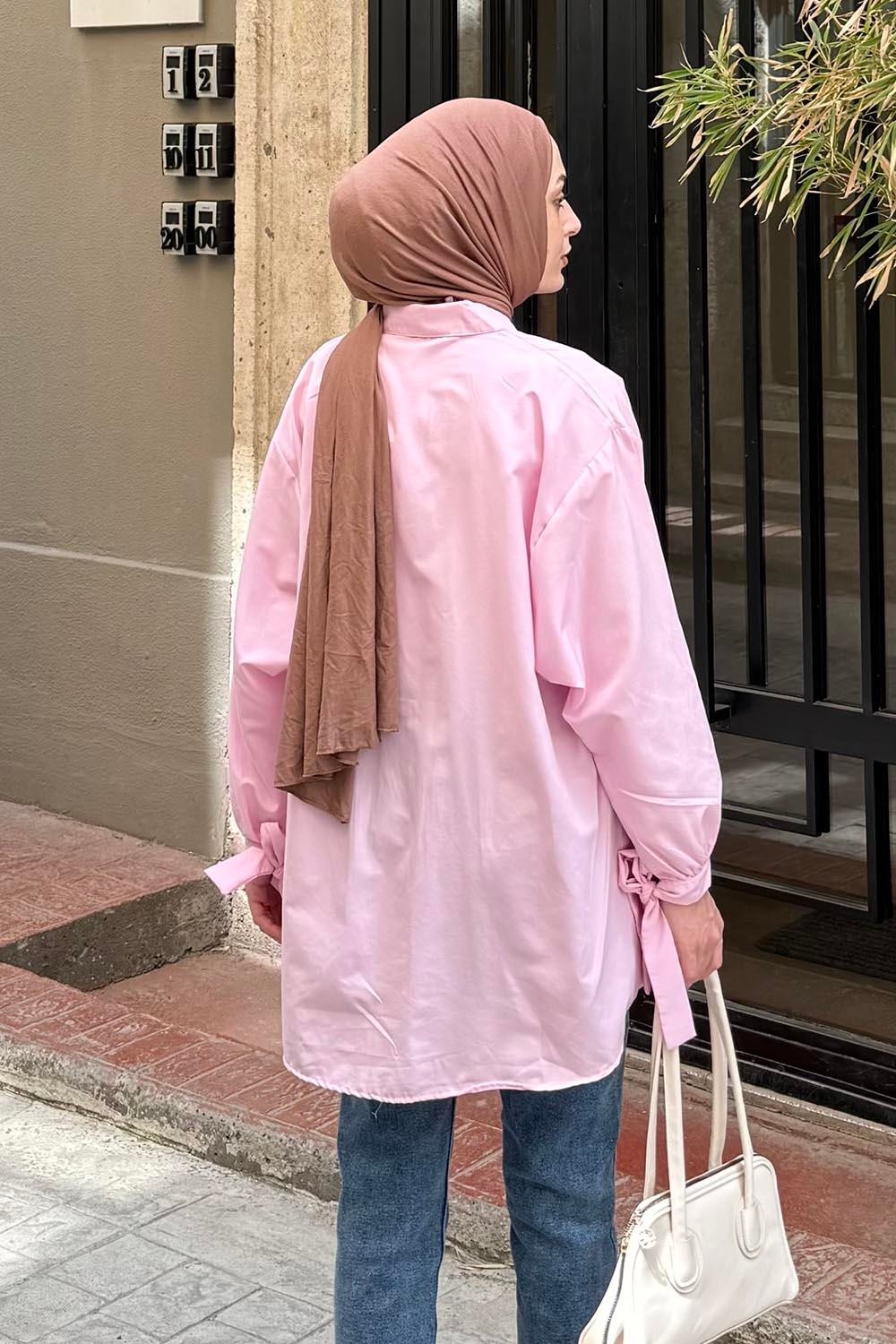 Lamelif Kol Detaylı Gömlek oversize Gömlek Sarı görsel 8