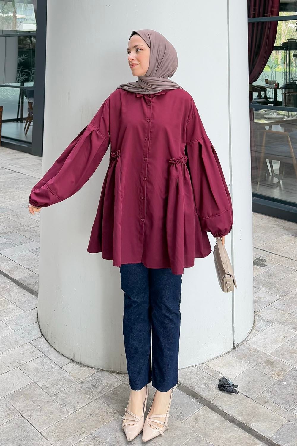 Lamelif Lopez Balon Kol Tunik Lacivert görsel 5