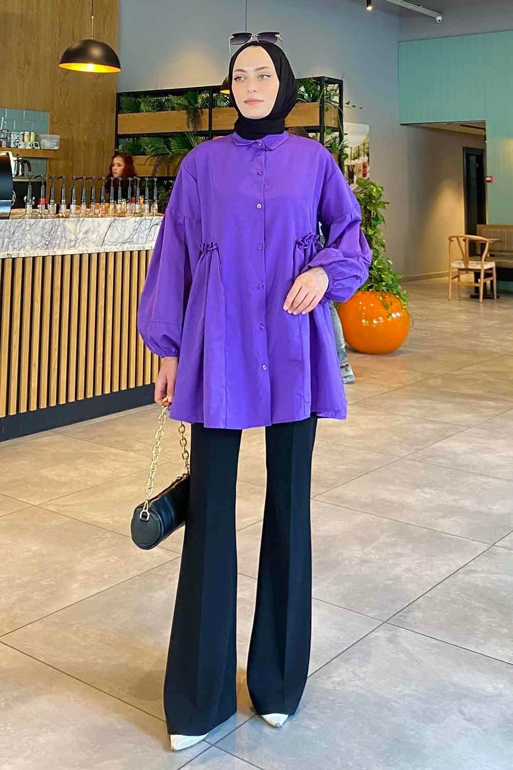 Lamelif Lopez Balon Kol Tunik Lacivert