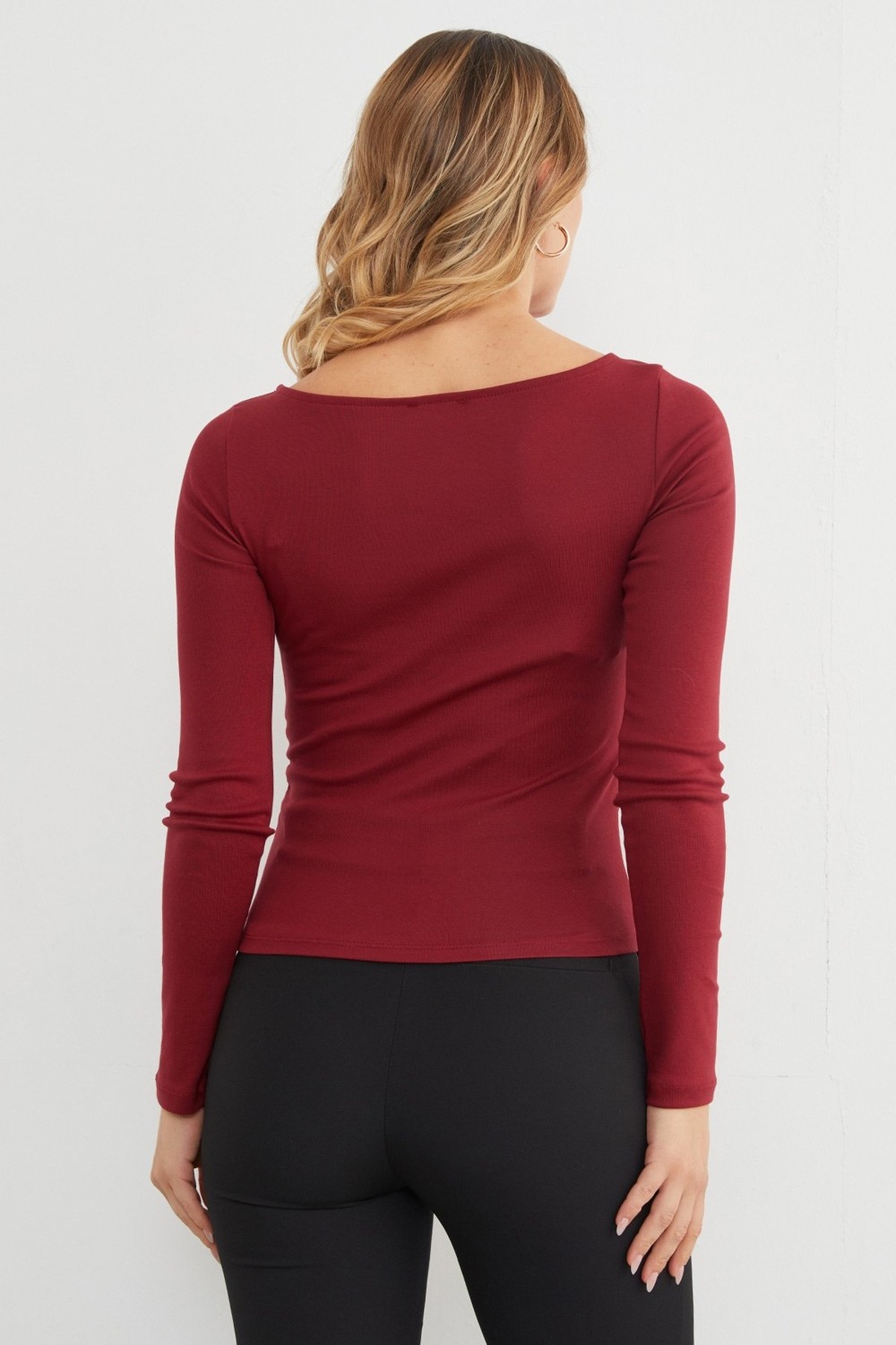 FullaModa Yanları Drapeli Kayık Yaka Body görsel 7