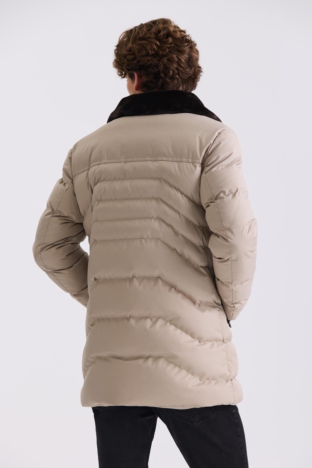Jakamen Vızon Regular Fit Yaka Kürklü Kışlık Mont Mont görsel 8