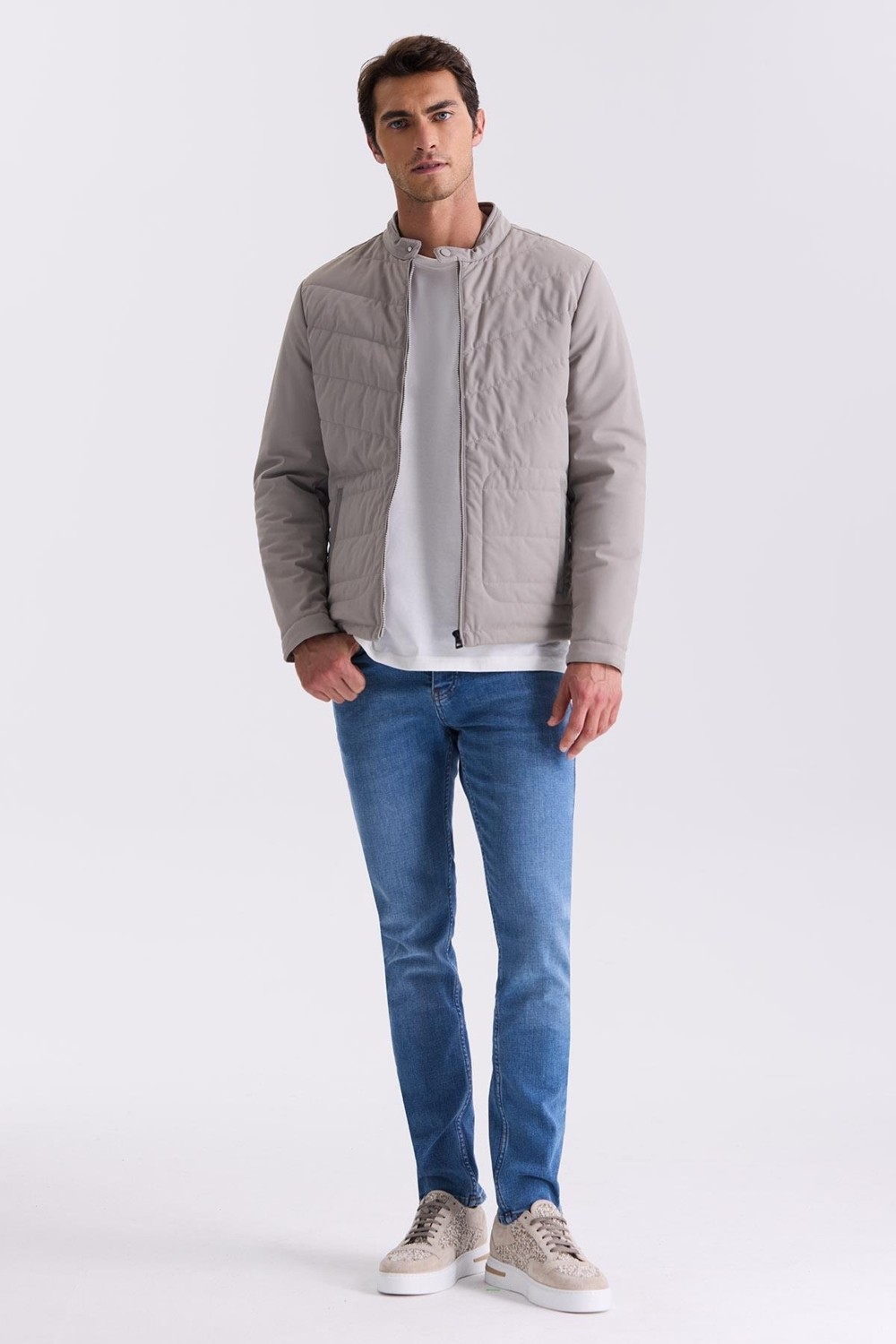 Jakamen Taş Comfort Fit Dik Yaka Önü Fermuarlı Mevsimlik Mont görsel 6