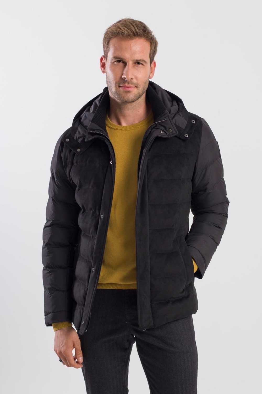Jakamen Siyah Comfort Fit Kapüşonlu Şişme Mont görsel 5