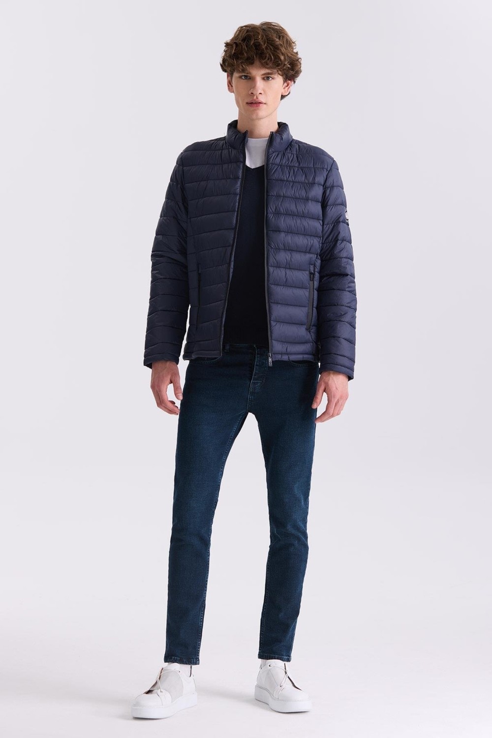 Jakamen Lacivert Slim Fit Hakim Yaka Şişme Mont görsel 6