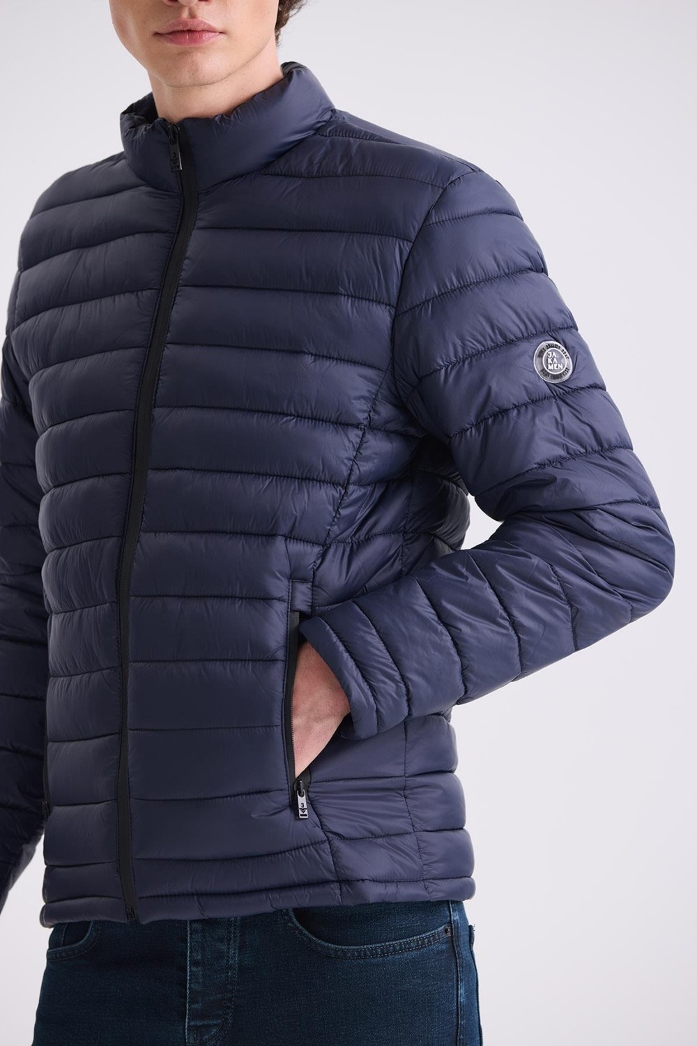 Jakamen Lacivert Slim Fit Hakim Yaka Şişme Mont görsel 7
