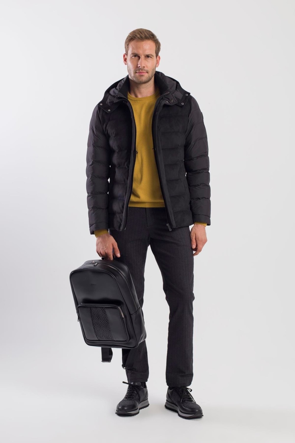 Jakamen Siyah Comfort Fit Kapüşonlu Şişme Mont görsel 6