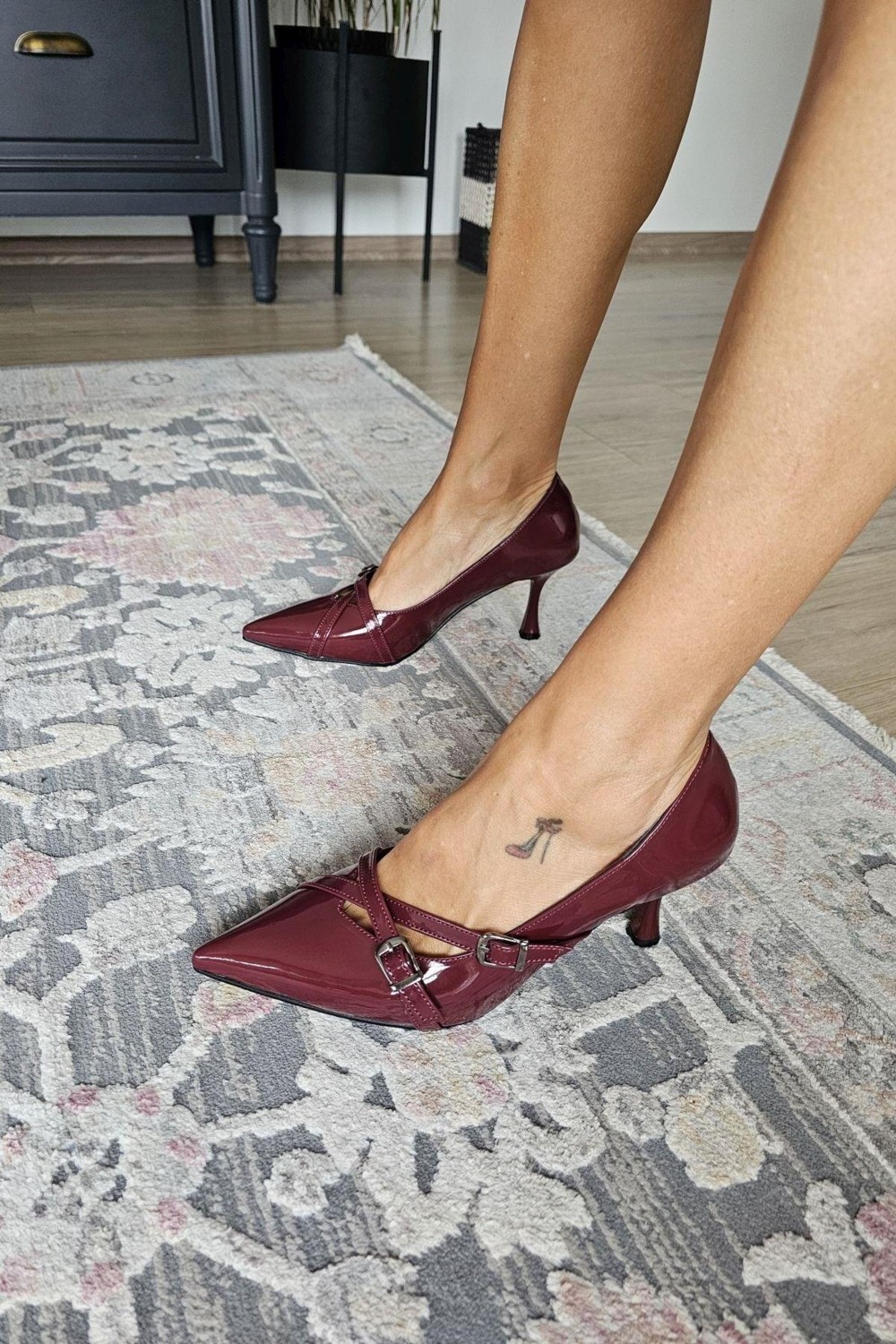Topukla Ops 10 11013 Topukla Kadın Kadeh Topuklu Çapraz Toka Detaylı Stiletto görsel 2