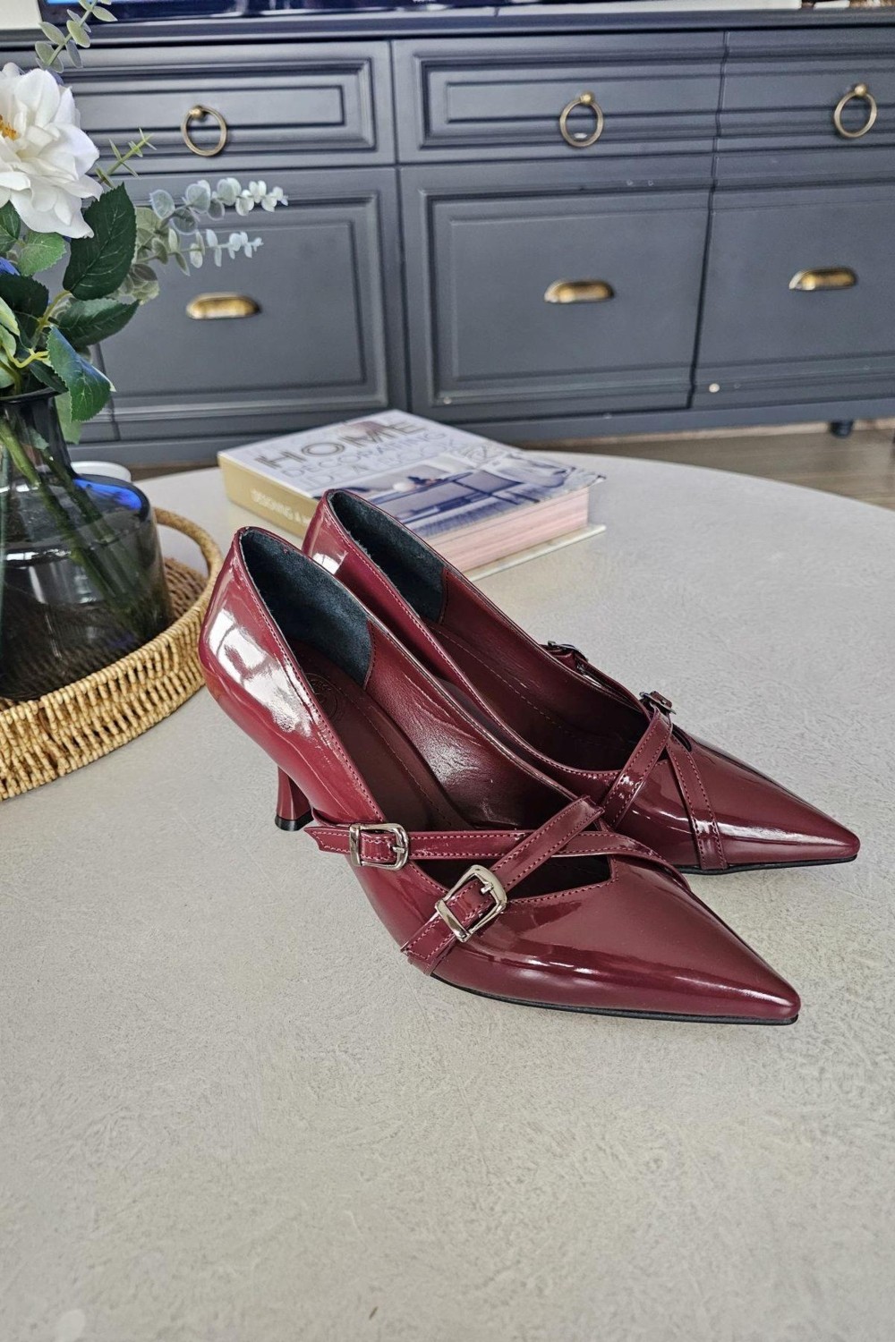 Topukla Ops 10 11013 Topukla Kadın Kadeh Topuklu Çapraz Toka Detaylı Stiletto görsel 3