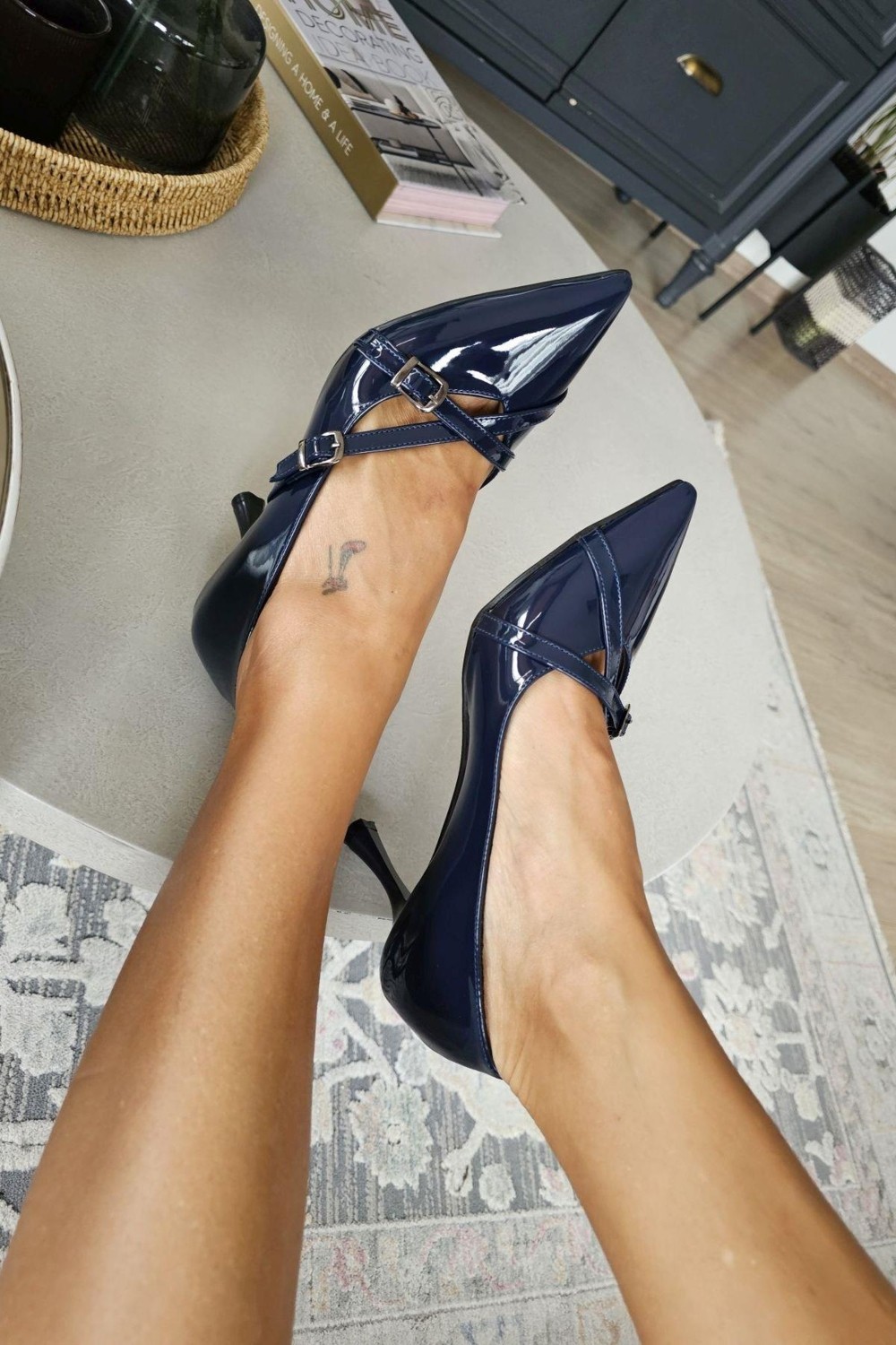 Topukla Ops 10 11013 Topukla Kadın Kadeh Topuklu Çapraz Toka Detaylı Stiletto görsel 6