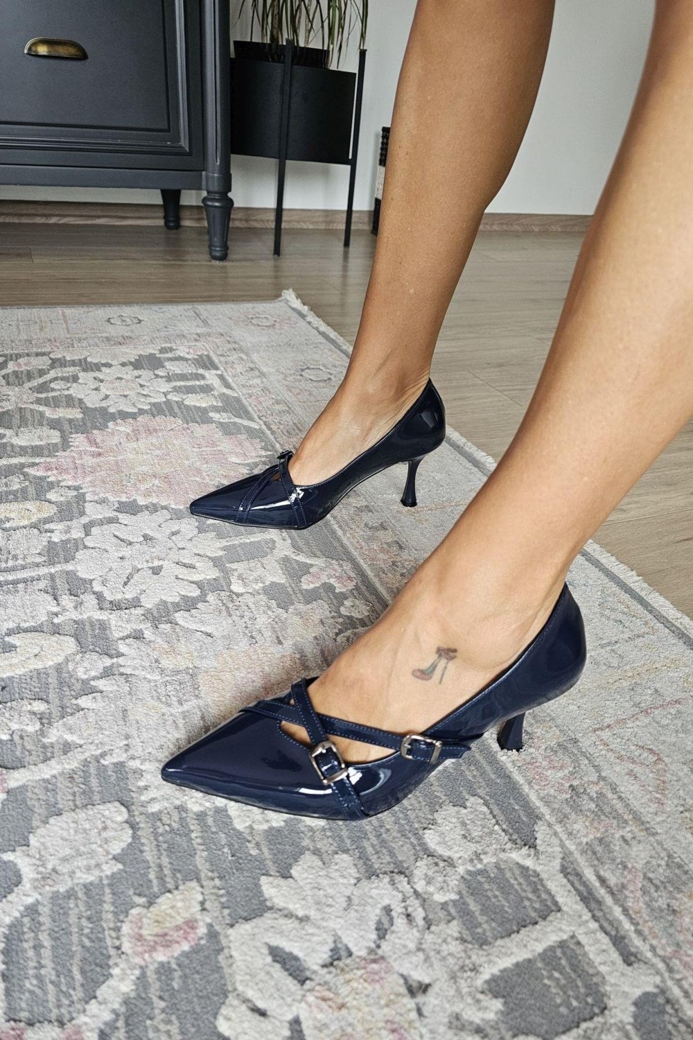 Topukla Ops 10 11013 Topukla Kadın Kadeh Topuklu Çapraz Toka Detaylı Stiletto görsel 7