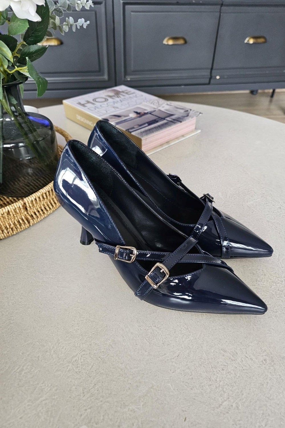Topukla Ops 10 11013 Topukla Kadın Kadeh Topuklu Çapraz Toka Detaylı Stiletto görsel 8