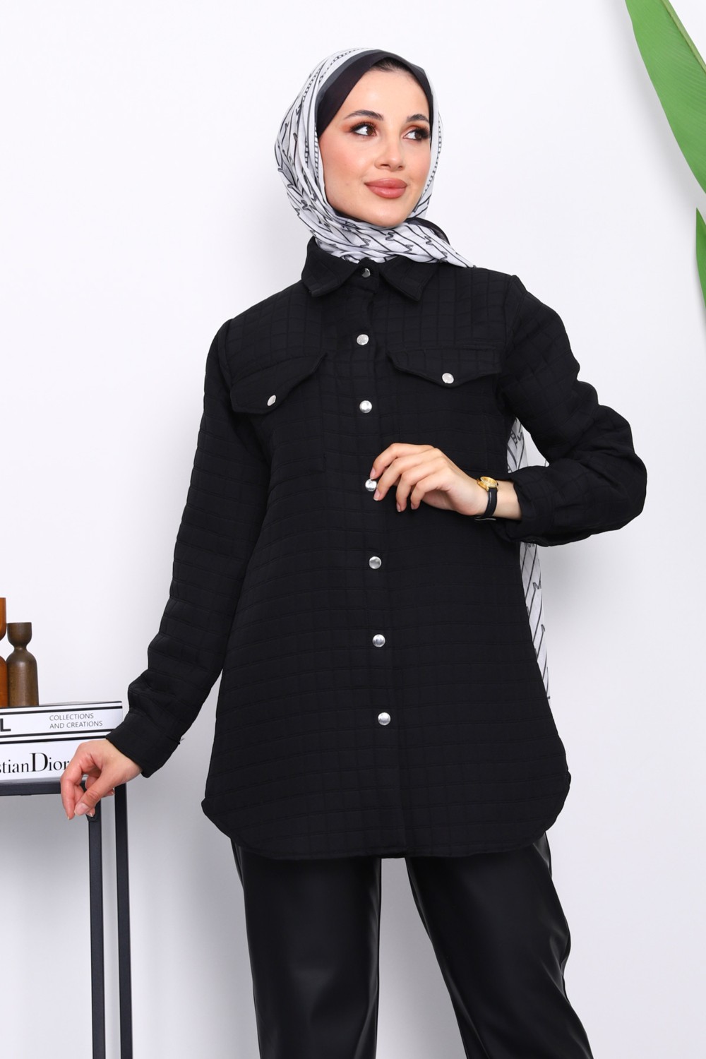 İmaj Butik Kahverengi Kapitone Çıtçıtlı Cepli Ceket