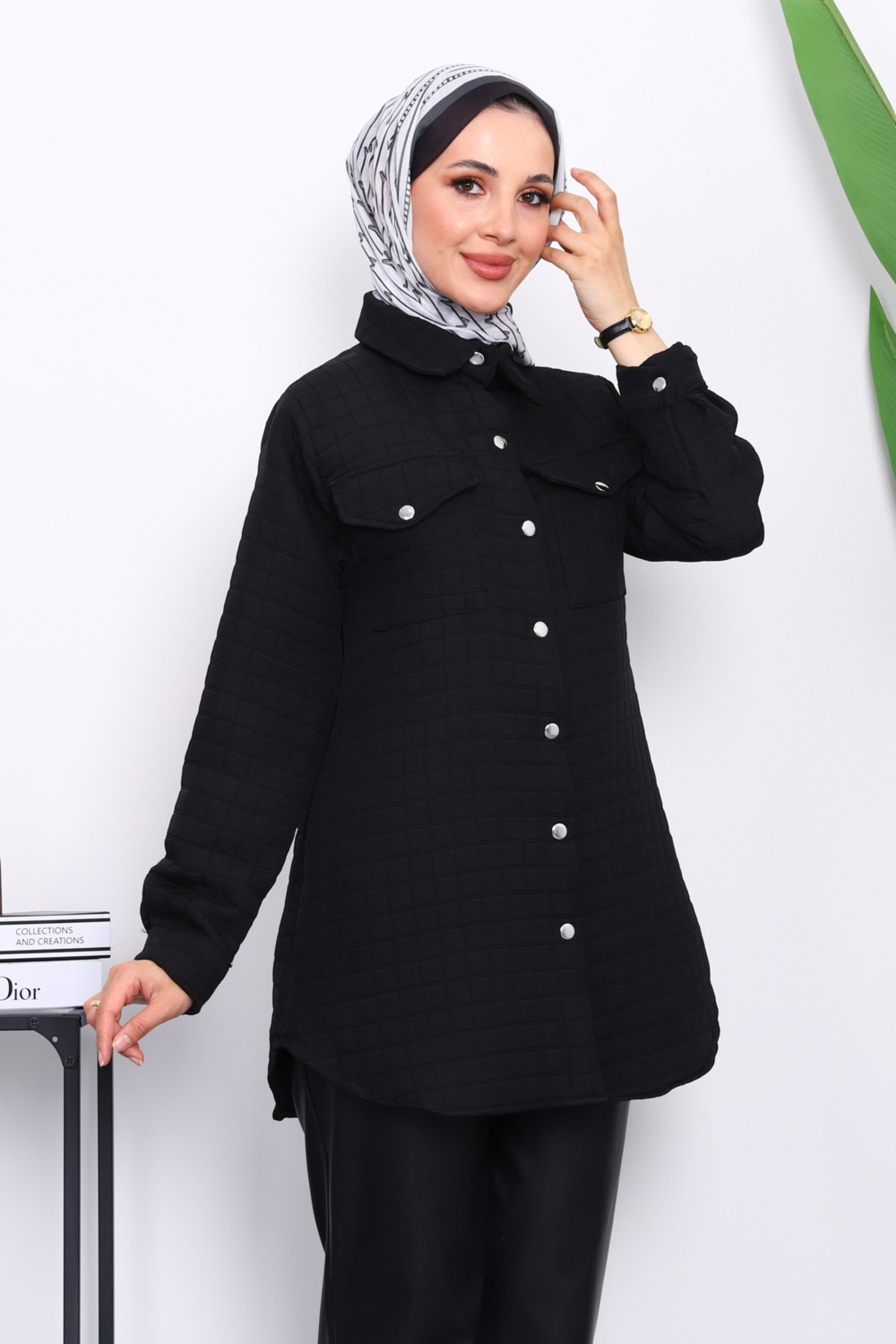 İmaj Butik Kahverengi Kapitone Çıtçıtlı Cepli Ceket görsel 3