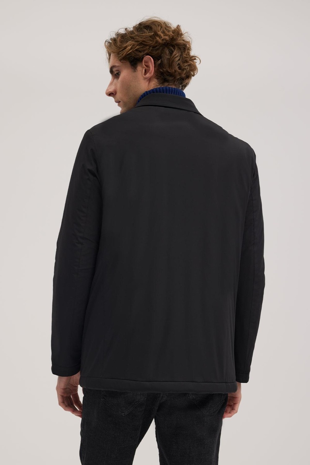 Jakamen Siyah Comfort Fit Bebe Yaka Fermuarlı Mont görsel 4