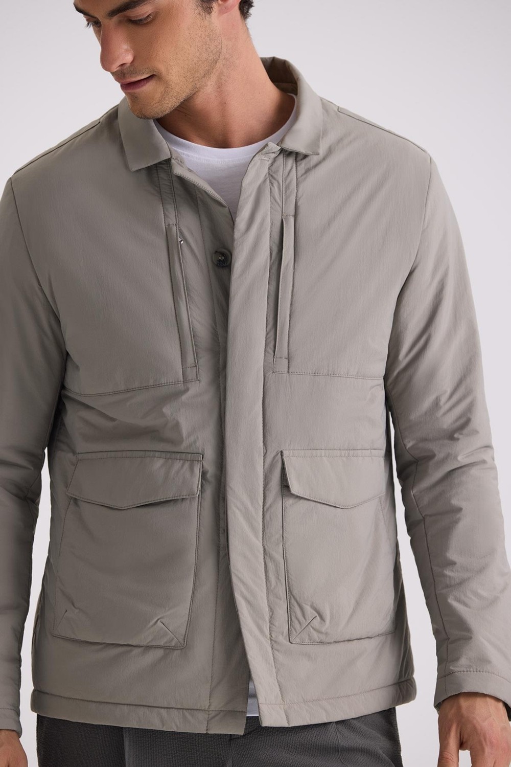 Jakamen Siyah Comfort Fit Gömlek Yaka Mevsimlik Mont görsel 7