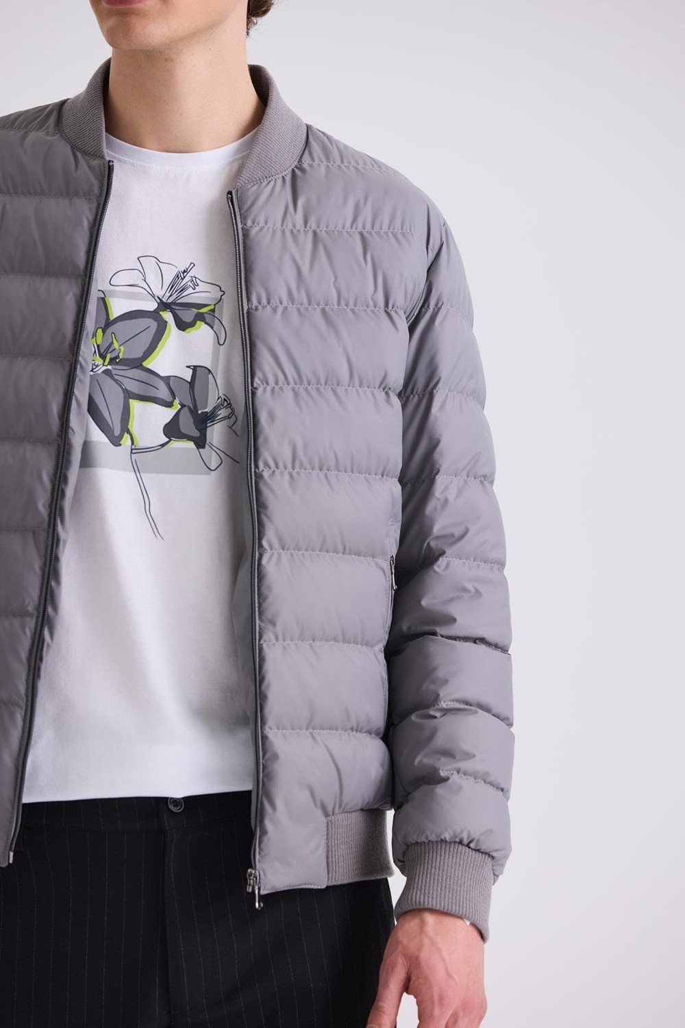 Jakamen Gri Slim Fit Gömlek Yaka Mont görsel 7
