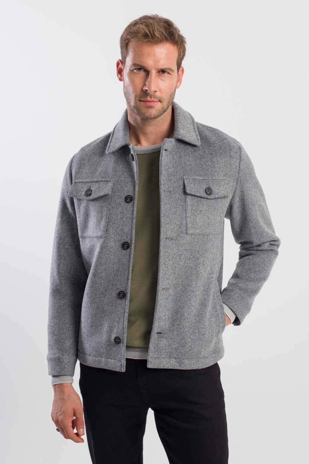Jakamen Taba Comfort Fit Bebe Yaka Yünlü Mont görsel 5