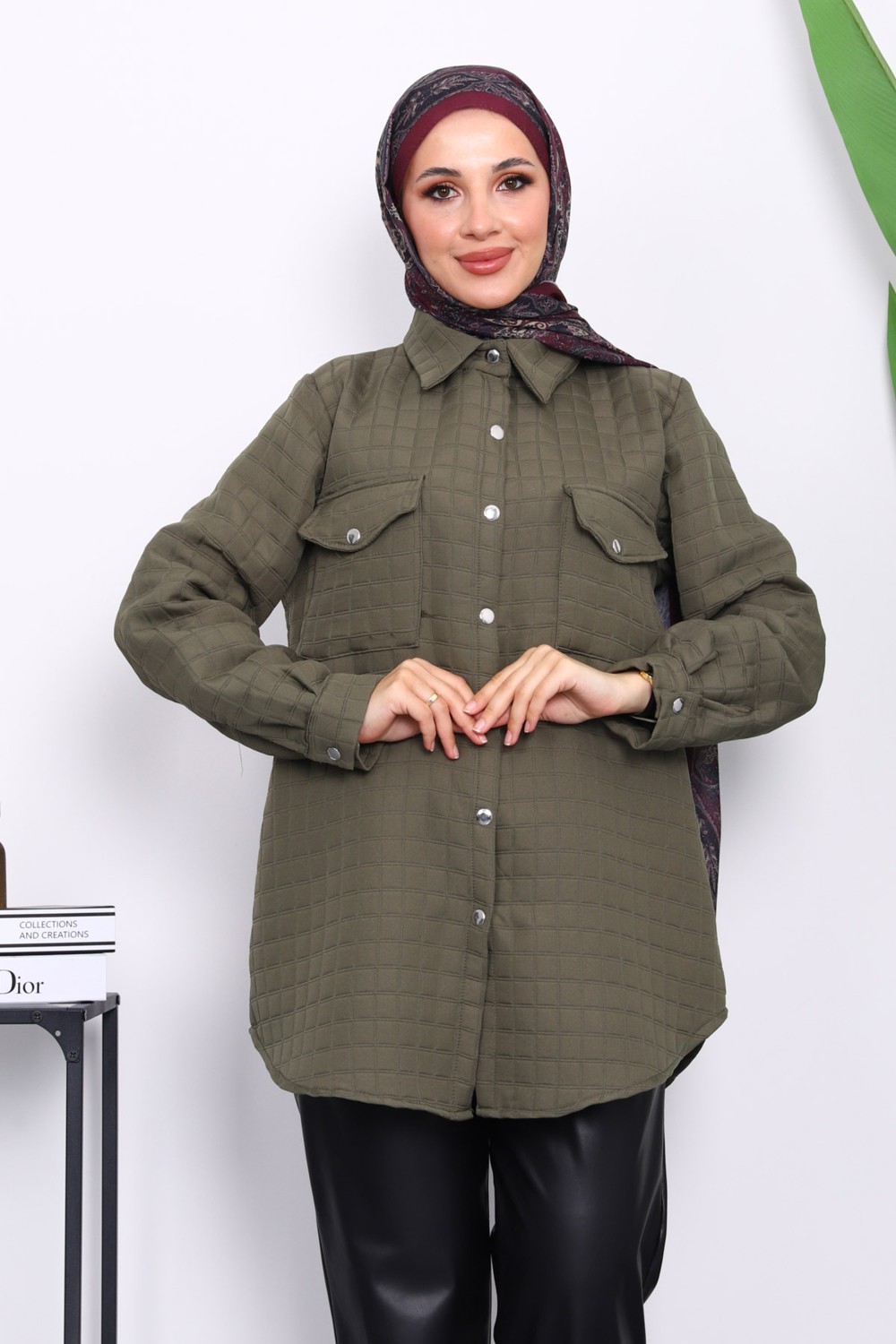 İmaj Butik Kahverengi Kapitone Çıtçıtlı Cepli Ceket