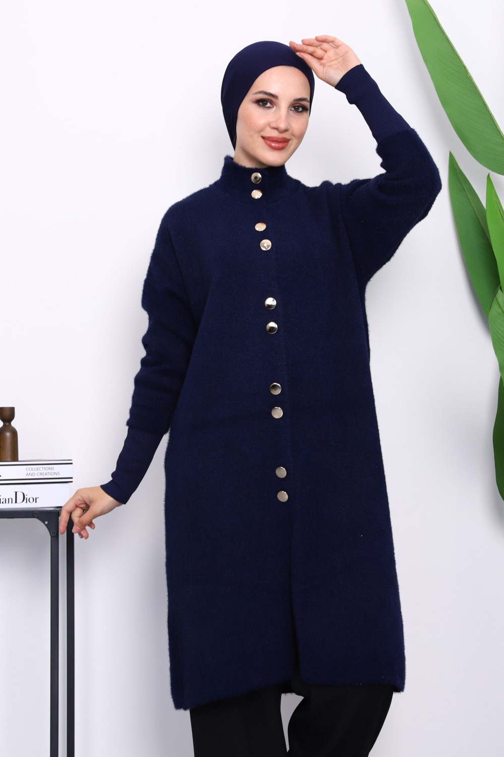 İmaj Butik Ekru Düğmeli Angora Yumoş Triko Hırka