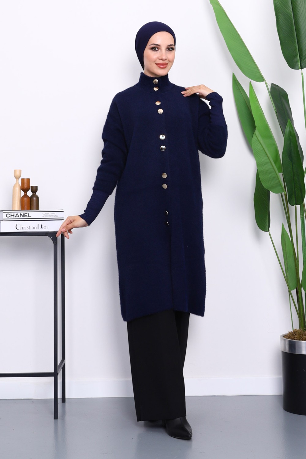 İmaj Butik Ekru Düğmeli Angora Yumoş Triko Hırka görsel 2
