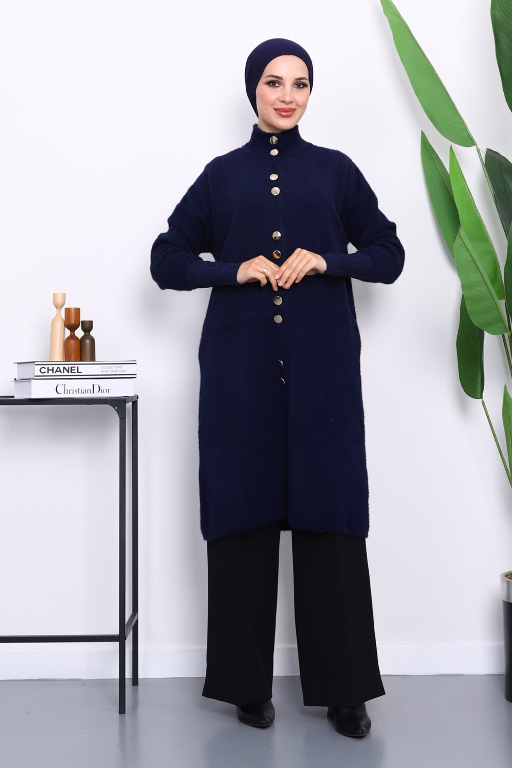 İmaj Butik Ekru Düğmeli Angora Yumoş Triko Hırka görsel 3