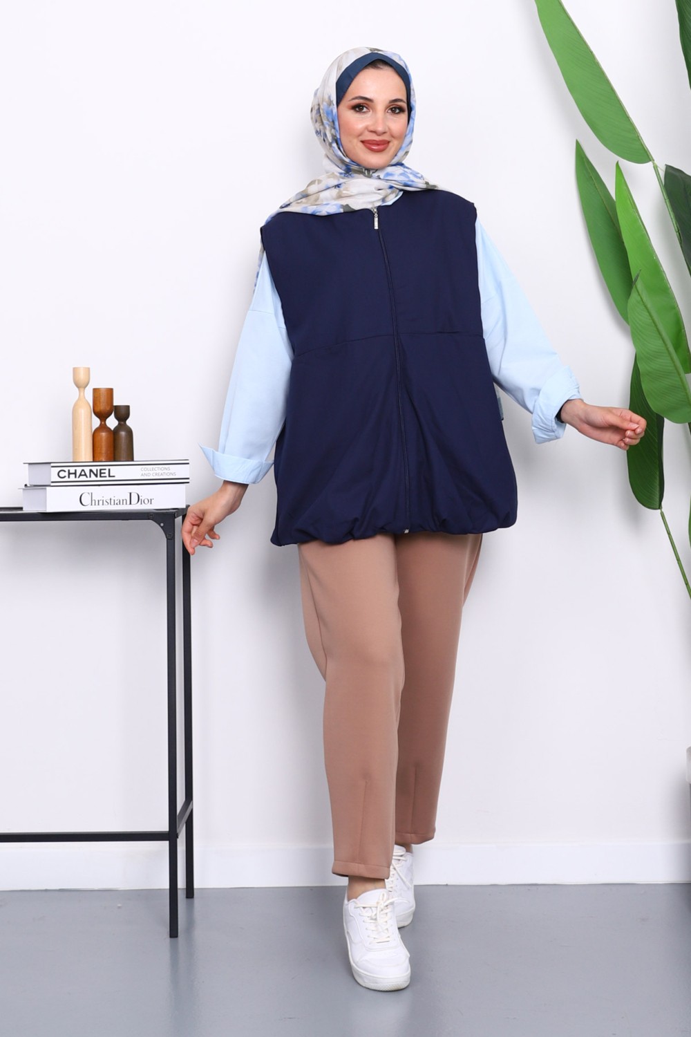 İmaj Butik Lacivert Fermuarlı Oversize Astarlı Yelek görsel 2