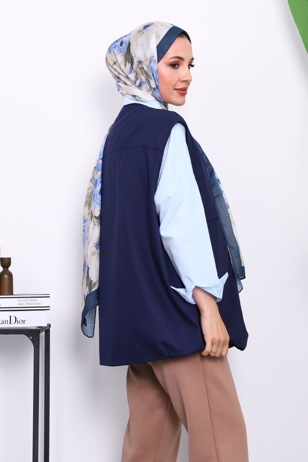 İmaj Butik Lacivert Fermuarlı Oversize Astarlı Yelek görsel 3