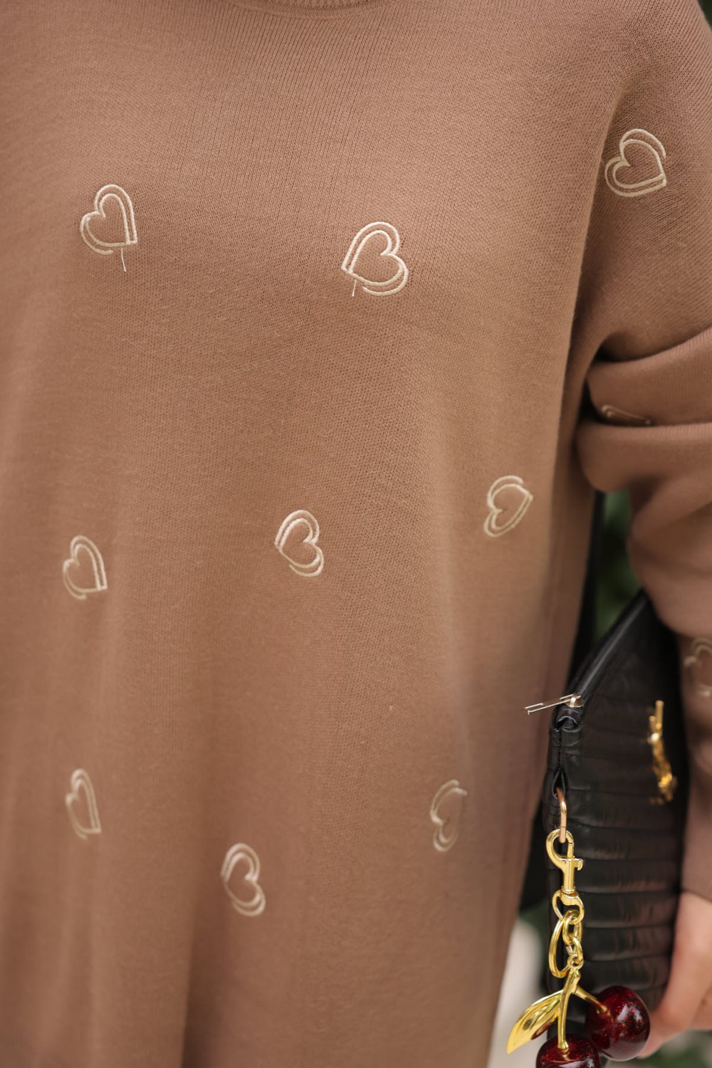 İmaj Butik Vizon Kalp Nakışlı Triko Kazak görsel 4