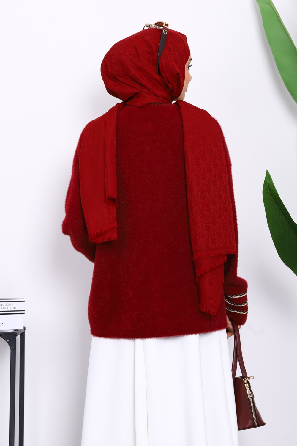 İmaj Butik Lacivert Biye Detaylı Angora Yumoş Triko Hırka görsel 4