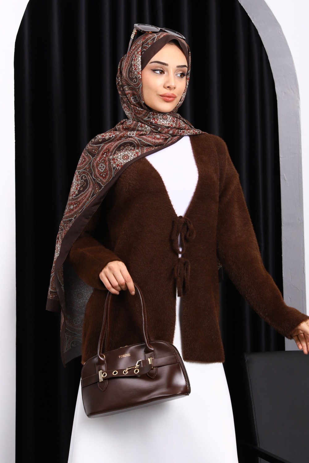 İmaj Butik Krem Ön Bağlama Detaylı Angora Yumoş Hırka görsel 7