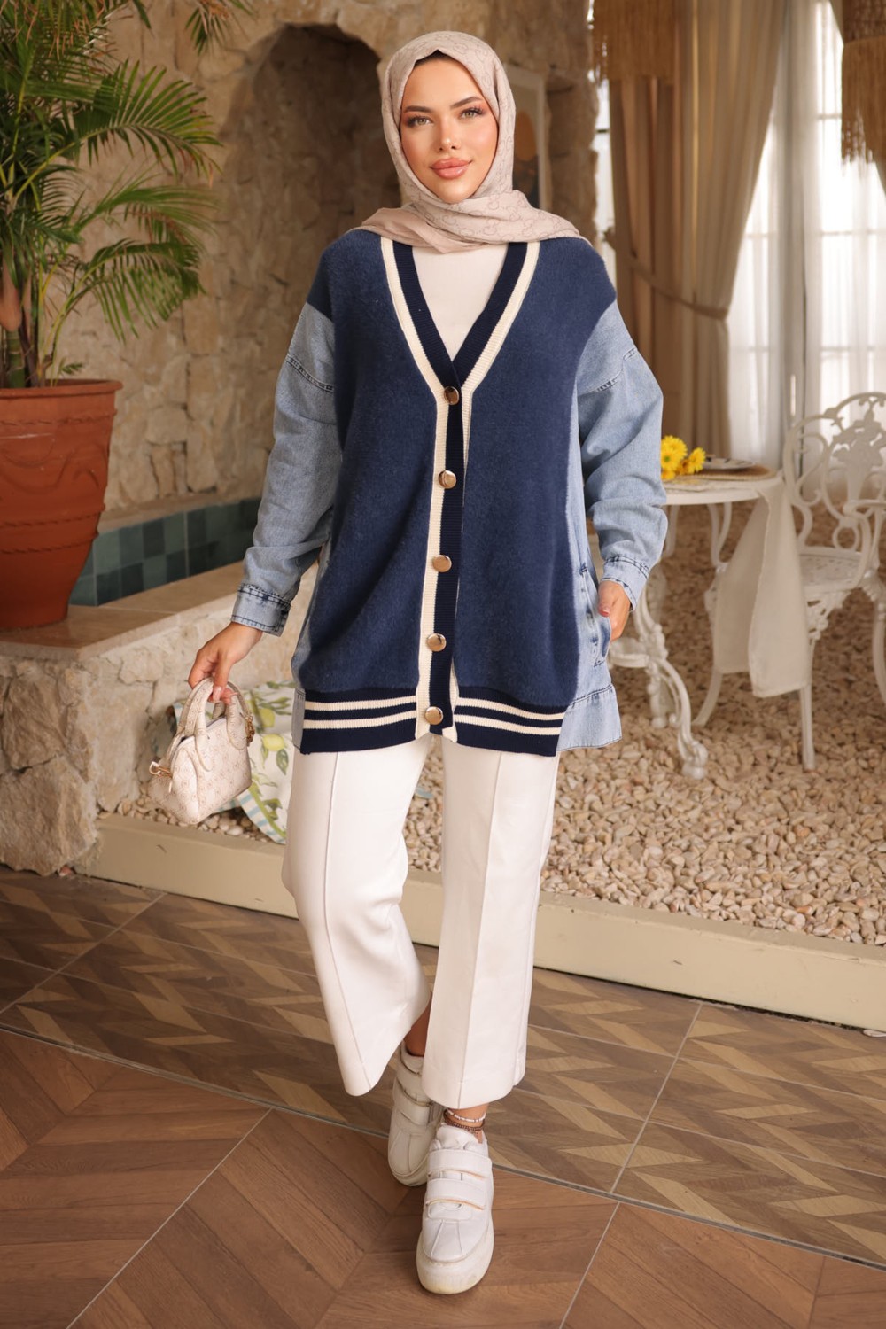 İmaj Butik Bordo Kot Garnili Yumoş Triko Hırka