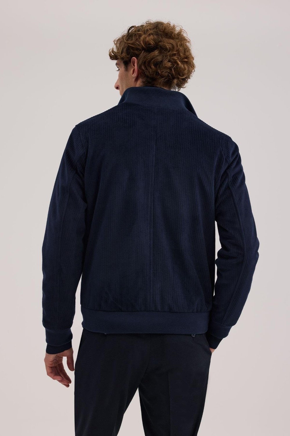 Jakamen Lacivert Comfort Fit Hakim Yaka Kadife Mont görsel 4