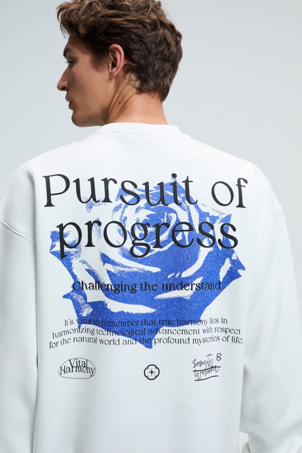 Grimelange ALDEN Erkek Yuvarlak Yaka Göğsü Ve Sırtı Baskılı Relaxed Fit Siyah Sweatshirt görsel 8