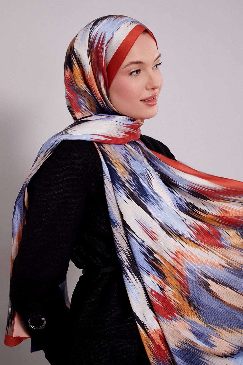 Lêvi D'or Oranj Alacalı Desen Twill Şal görsel 4