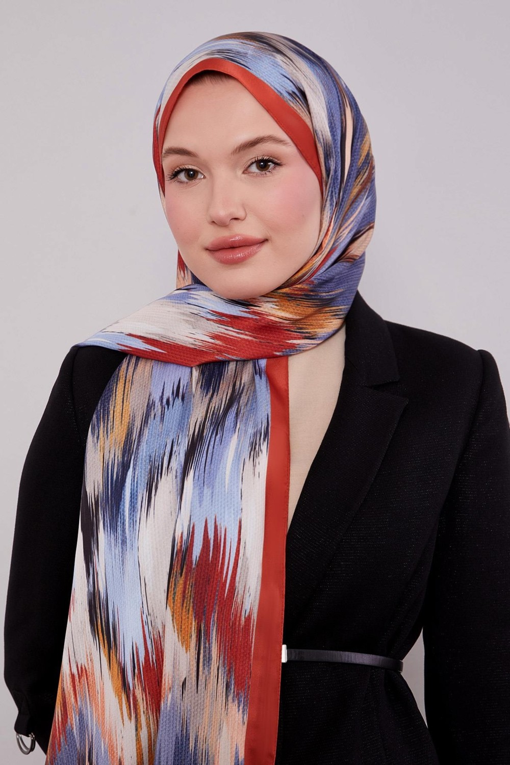Lêvi D'or Oranj Alacalı Desen Twill Şal görsel 5