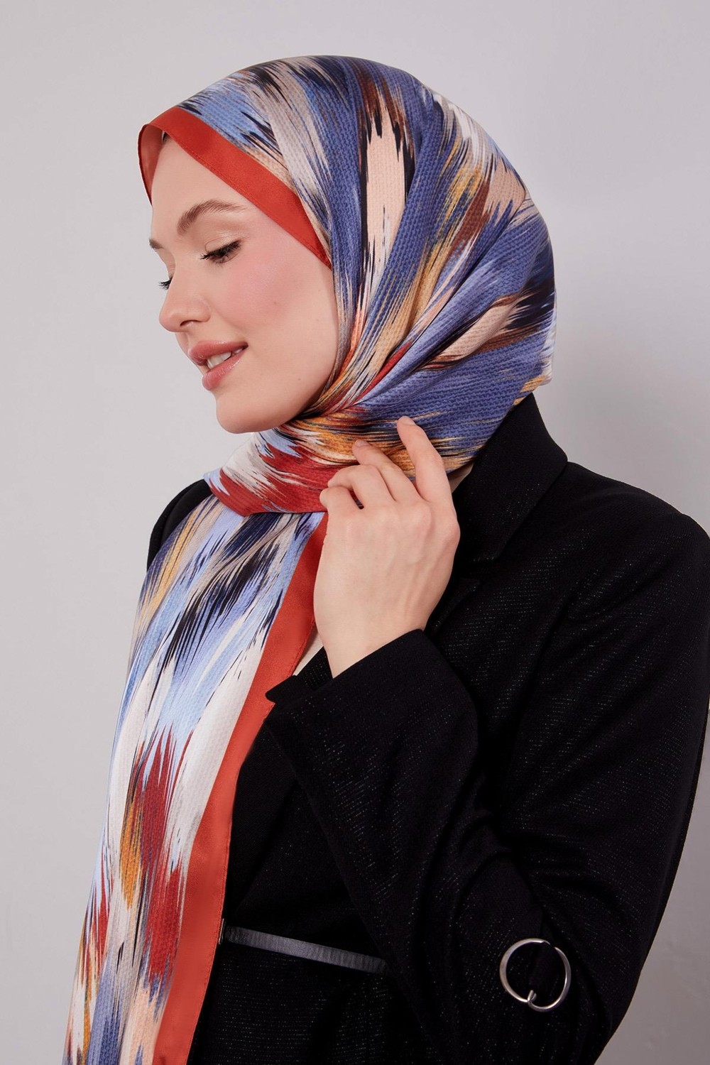 Lêvi D'or Oranj Alacalı Desen Twill Şal görsel 6