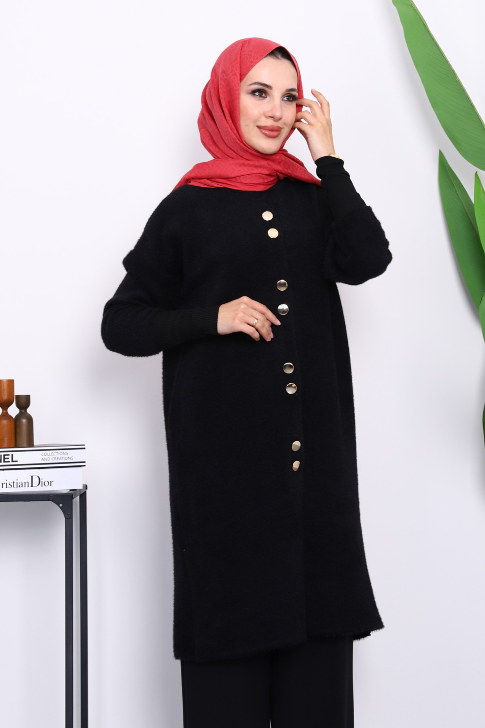 İmaj Butik Ekru Düğmeli Angora Yumoş Triko Hırka görsel 5