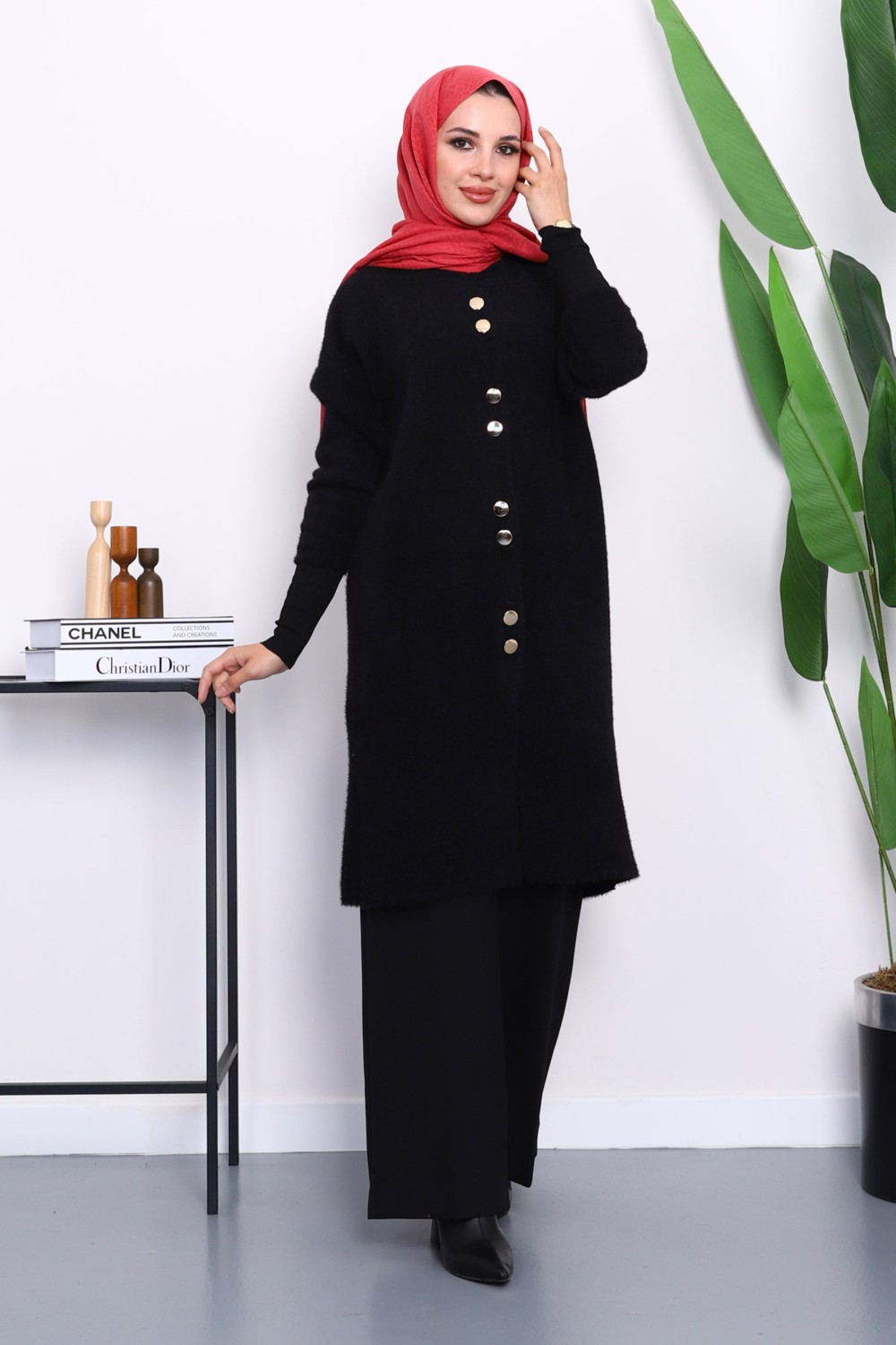 İmaj Butik Ekru Düğmeli Angora Yumoş Triko Hırka görsel 6