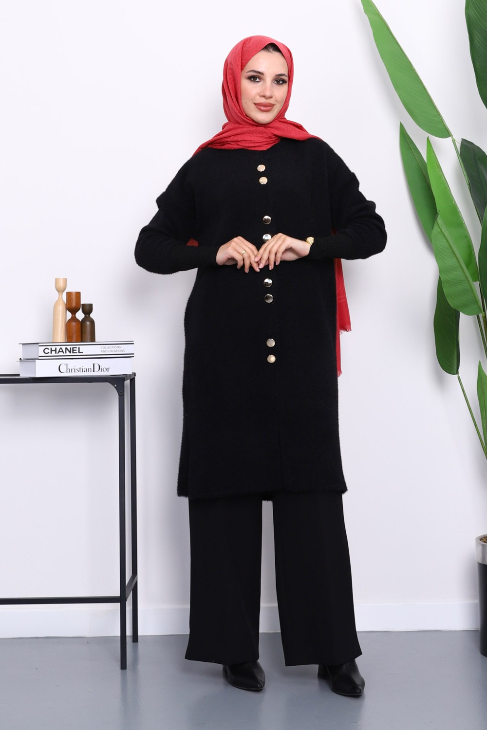 İmaj Butik Ekru Düğmeli Angora Yumoş Triko Hırka görsel 7