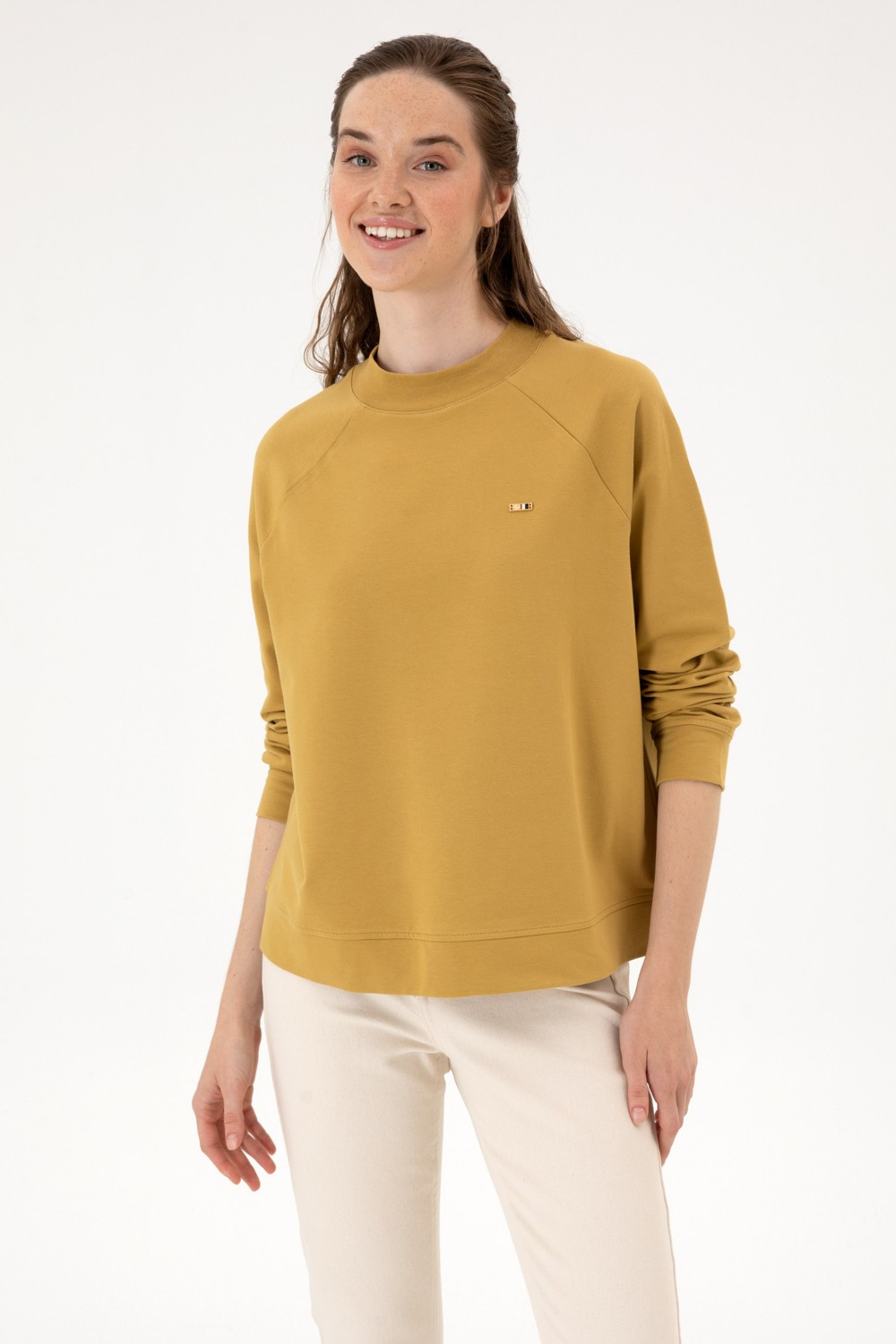 U.S. Polo Assn. Kadın Yeşil Regular Bisiklet Yaka Basic Sweatshırt 50313610-VR054