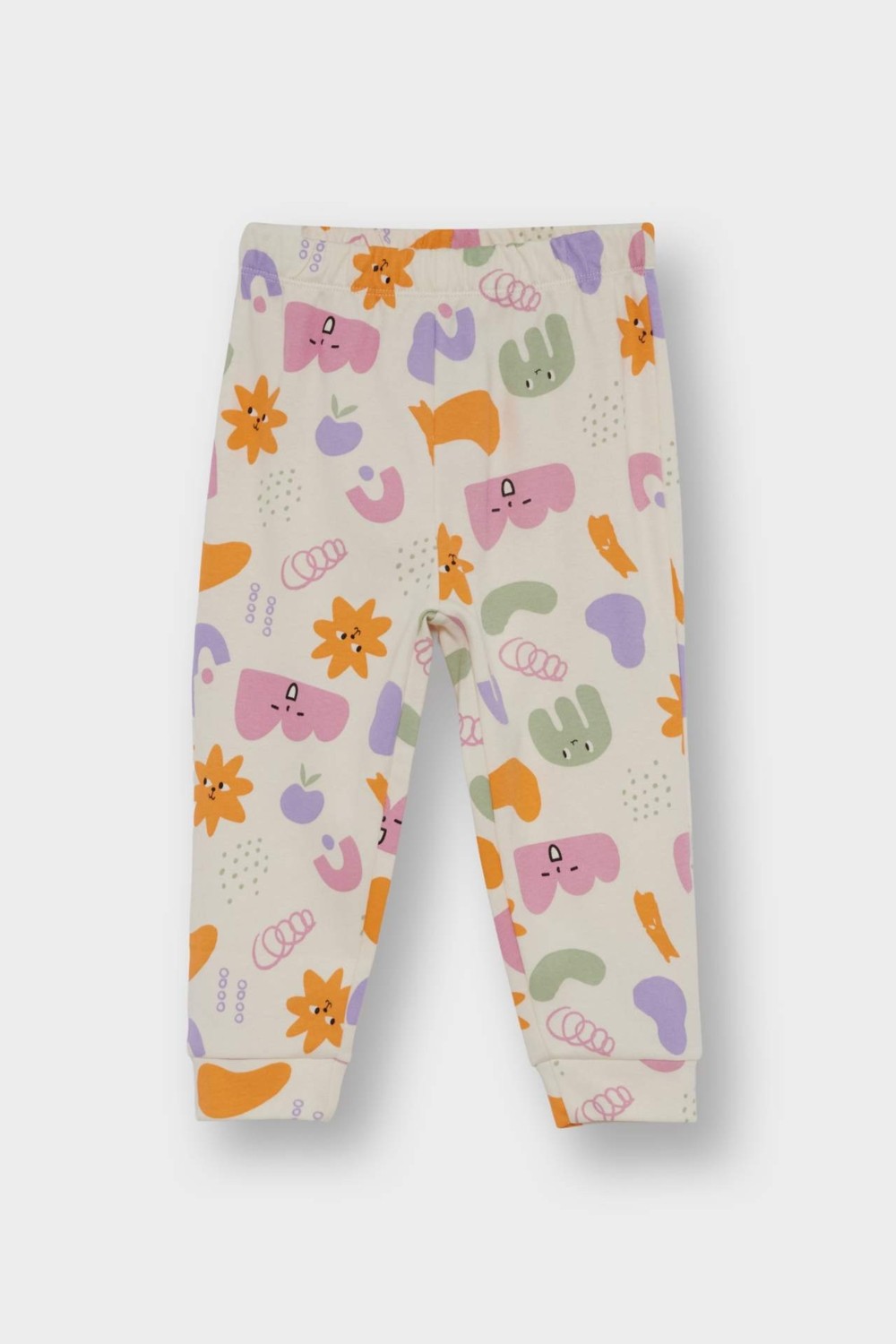DeFacto %100 Pamuklu Desenli Beli Lastikli Pijama Takımı Kız Bebek F0635A525AU görsel 2