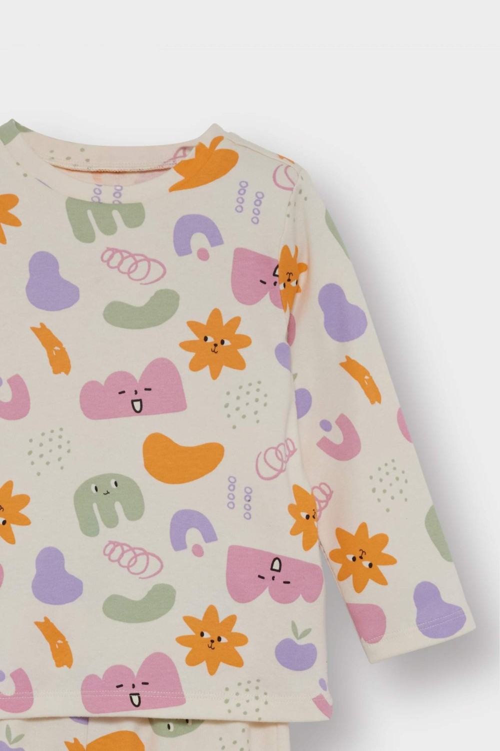 DeFacto %100 Pamuklu Desenli Beli Lastikli Pijama Takımı Kız Bebek F0635A525AU görsel 3