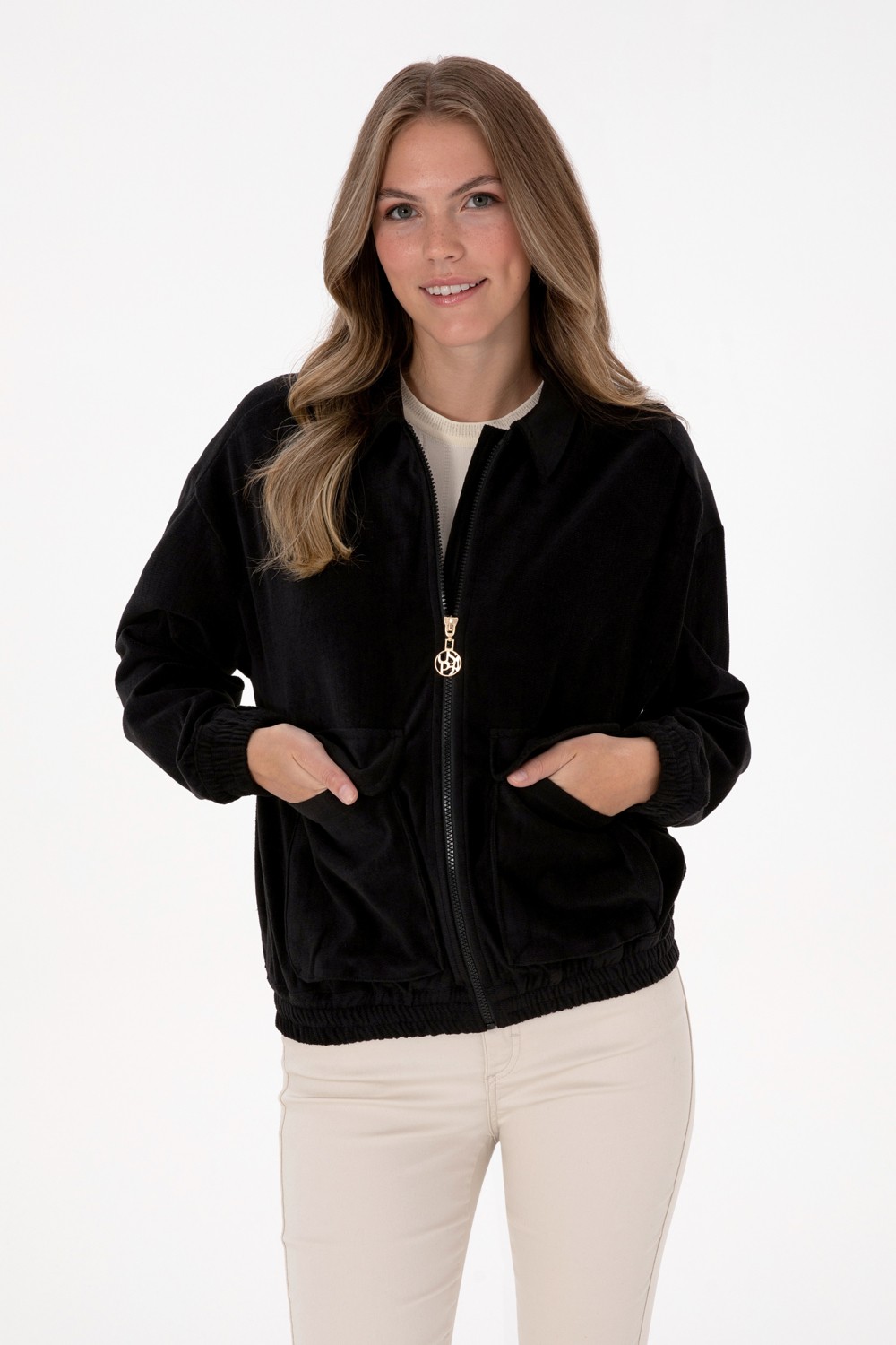 U.S. Polo Assn. Kadın Siyah Dokuma Mont 50313095-VR046