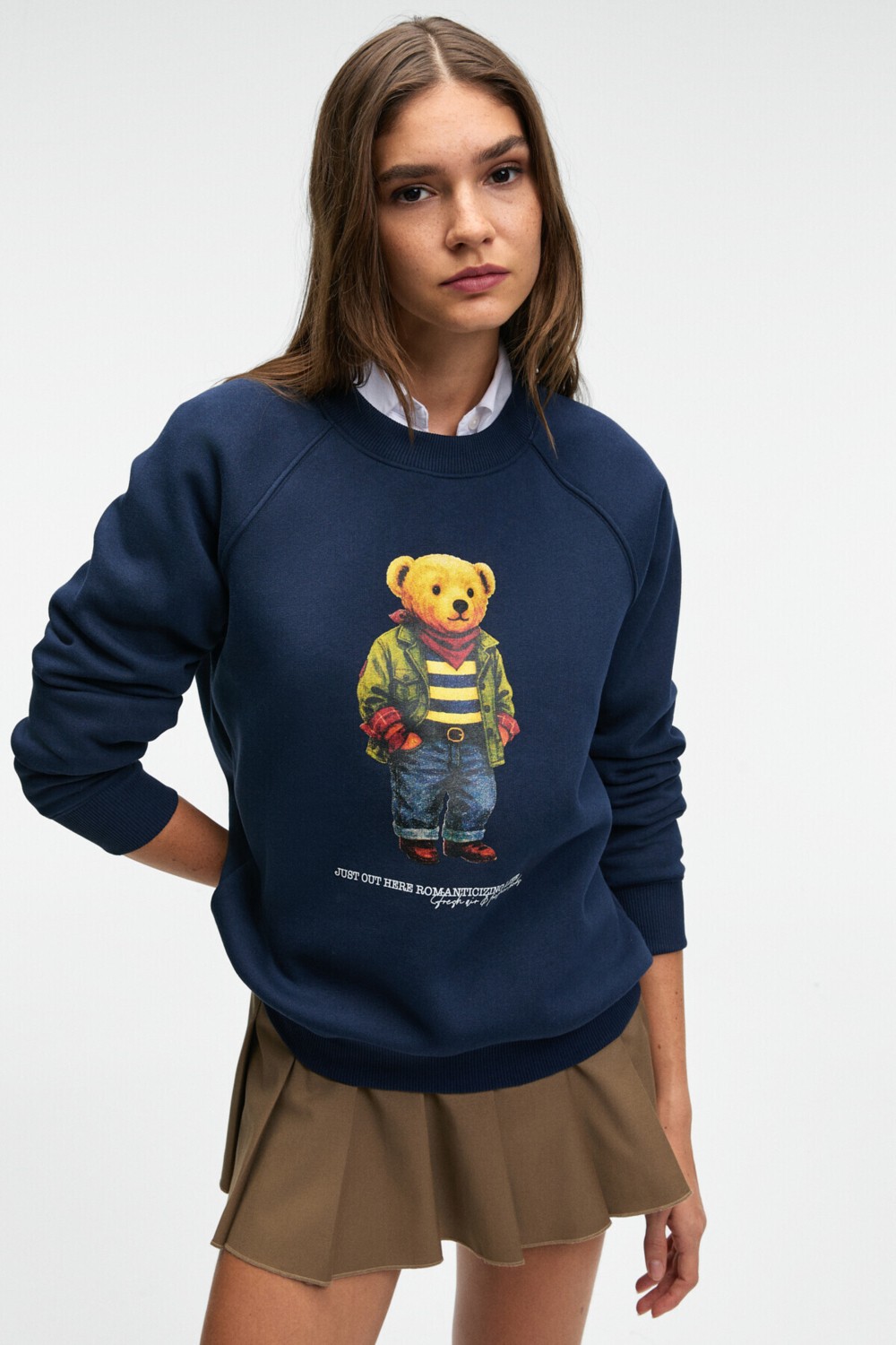 Grimelange AELORIA Kadın Önü Baskılı Reglan Kol Regular Grimelanj Sweatshirt görsel 2