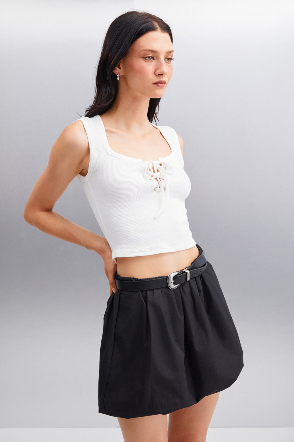 Grimelange PAOLINA Kadın Crop Ekru Bluz görsel 3