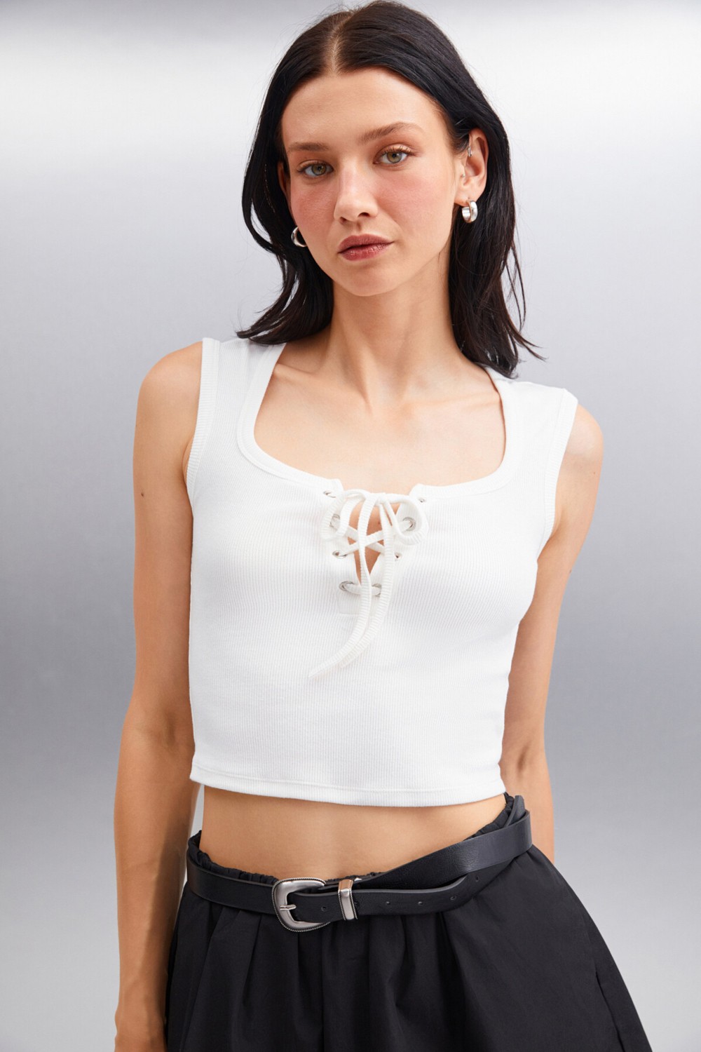 Grimelange PAOLINA Kadın Crop Ekru Bluz görsel 4