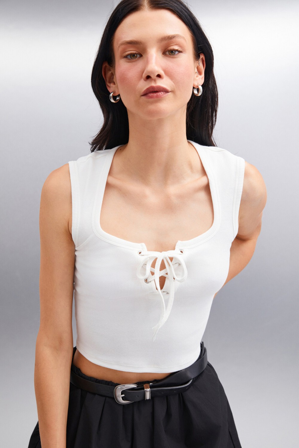 Grimelange PAOLINA Kadın Crop Ekru Bluz görsel 5