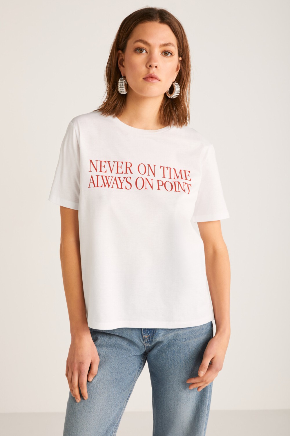 Grimelange SERILDA Kadın Regular Beyaz T-Shirt